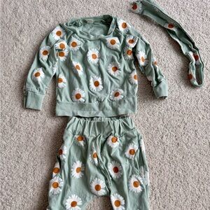Baby Girl  Mint Green Daisy Set